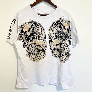 Affliction Paul Jeffries Red Label Signature Series Skull And Wings T Shirt